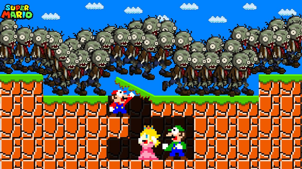 Mario Created Bunker to Survive from Plants vs Zombies in Super Mario Bros | PVZ Animation
