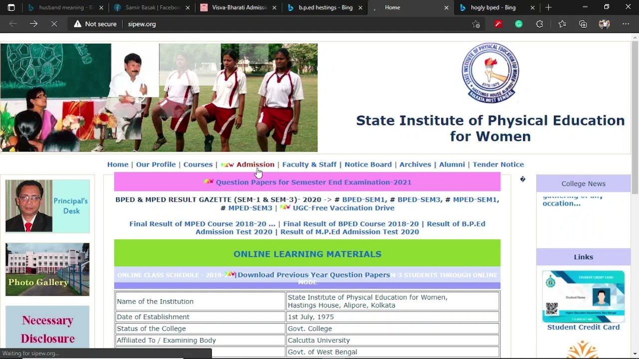 B.P.ED AND M.P.ED Admission 2021-2023: State Institute of Physical Education for Women,