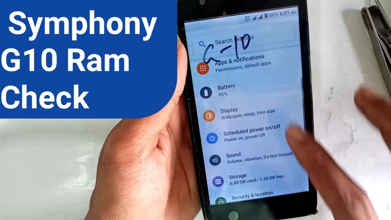 Symphony G10 check ram