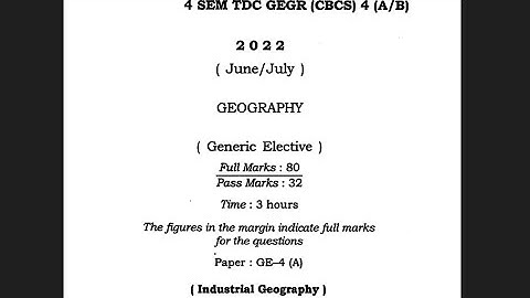 BA 4th sem Geography generic elective question paper GE 4 Dibrugarh University 2022 @proysir
