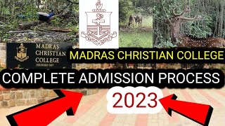 ADMISSION PROCESS 2023(MCC)MADRAS CHRISTIAN COLLEGE#madraschristiancollege#collegeadmission2023#mcc