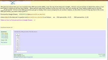 Percentile on Google Sheets