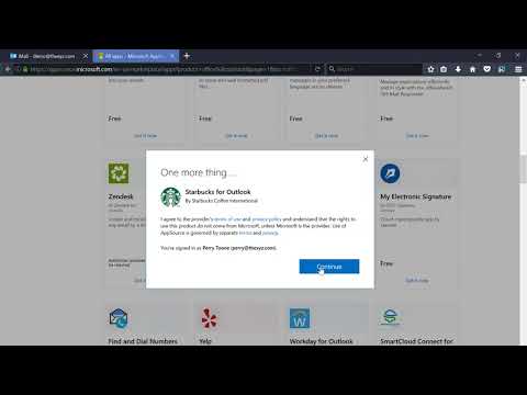 Installing the Starbucks app into Outlook on the Web