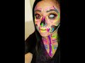 Neon skull makeup look