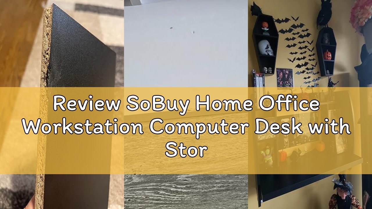 Review SoBuy Home Office Workstation Computer Desk with Storage Shelves,Wall-Mounted Table Desk,Whit