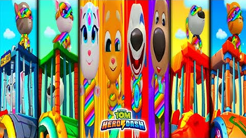 TALKING TOM HERO DASH - MULTIPLE COLOUR SUIT ALL SUPER HEROES & SAVE THE ALL HEROES - GAMEPLAY