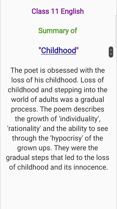 childhood-class-11-summary-cbse-exam-youtube