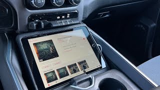 2019 Dodge Ram IPad fabricated into stock console. Wired Kustoms Motorsports