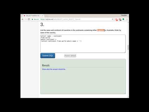 sqlzoo select in select Q3
