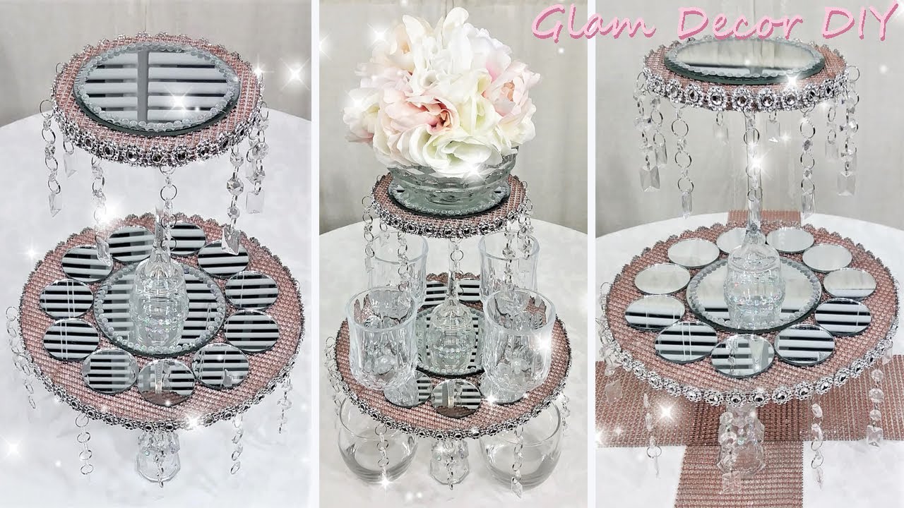 Dollar Tree DIY Glam Crystal Mirror Table Riser DIY Glam Home Decor Ideas
