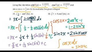 Topic 5  Integrals  By Double Angle Identities