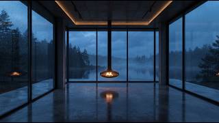 Quiet Spatial Jazz for Deep Focus | Rainy Concrete Pavilion (2K, 90 minutes)