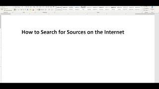 How to Search for Sources on the Internet