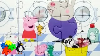 Пазлы Свинка Пеппа и Большая стирка в Прачечной - Puzzles Peppa Pig and a Big Wash in the Laundry