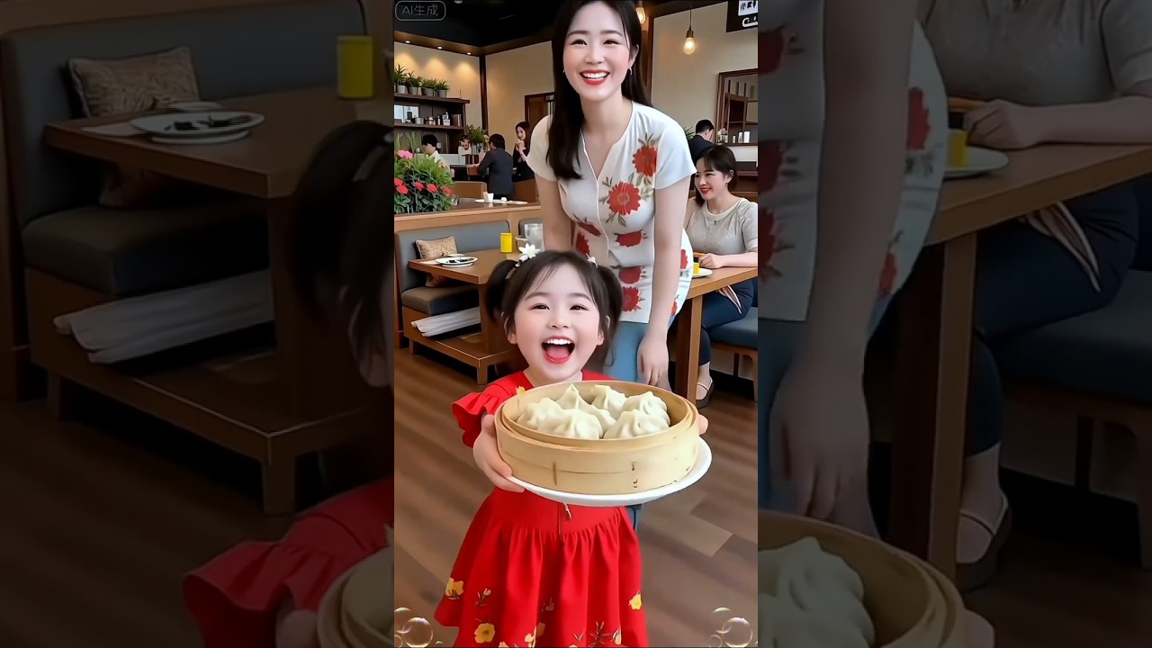 Beautiful Mom Teaches Cute Baby to Share Steamed Buns 🥟💖