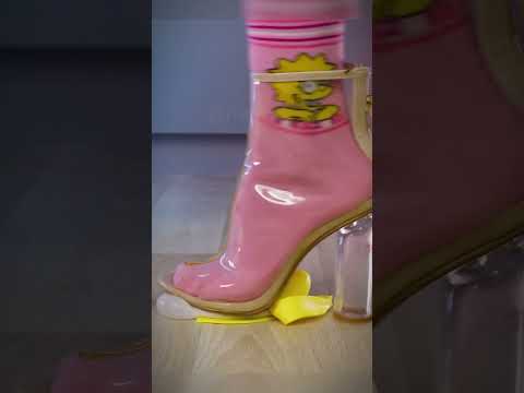 Funky socks in tan high heels vs chips #asmr #usa