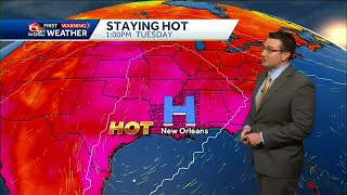 Staying hot through mid week, then rain chances increase