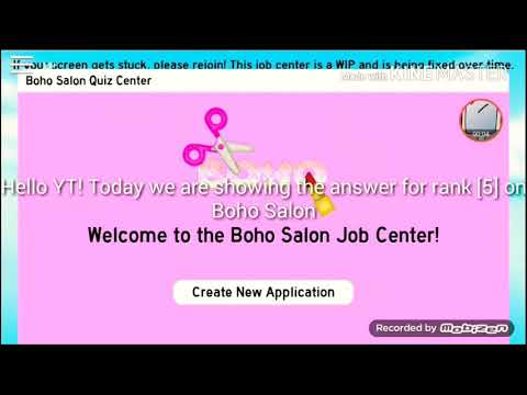 Answers For Rank 5 Receptionists At Boho Salon Application Center Youtube - roblox how to get a job at boho salon