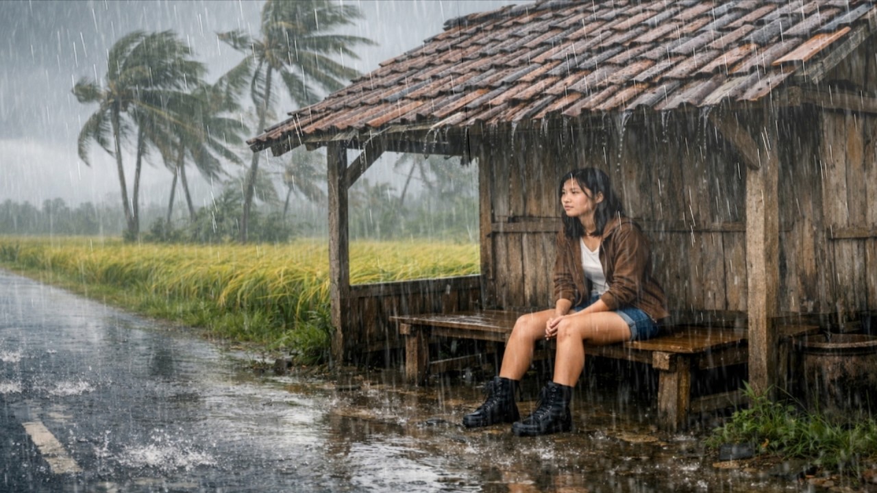 TRADITIONAL INDONESIAN RURAL LIFE UNDER HEAVY RAIN | A LEASY WALK IN THE RAIN