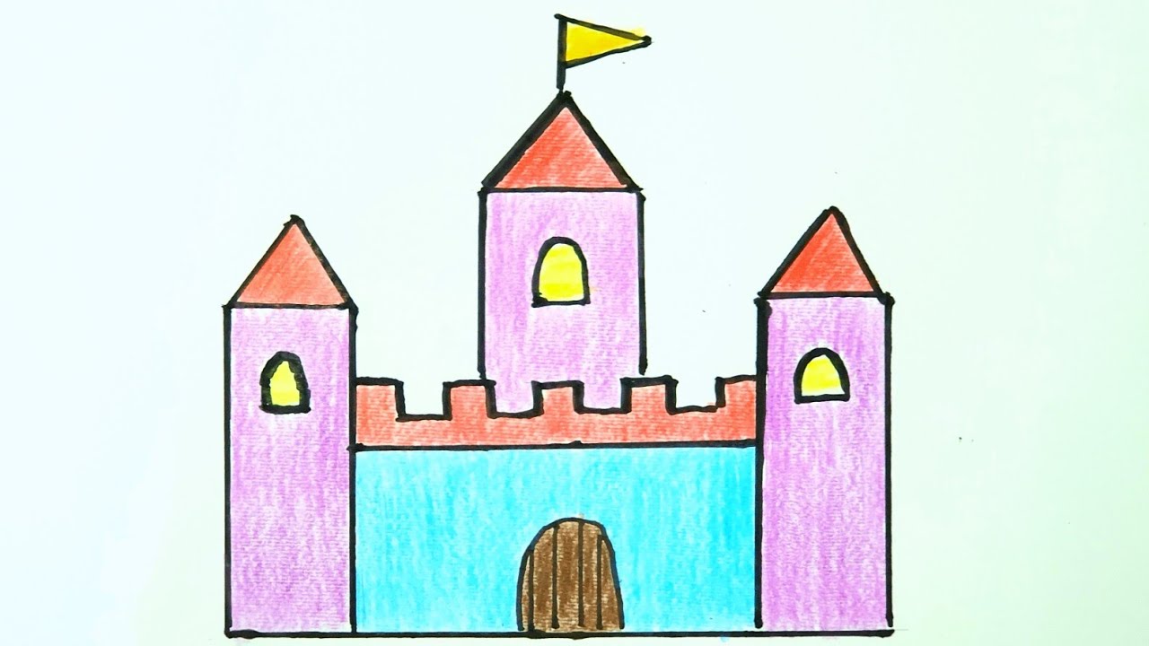 How To Draw Castle For Kids Castle Drawing Easy Drawings Castle ...