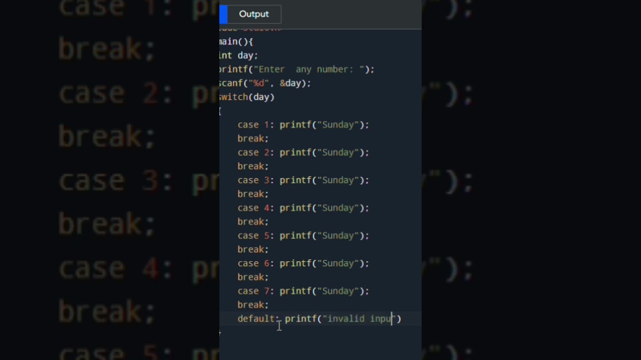 Switch statement in c language 