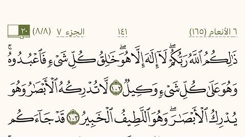 سورة الأنعام من صفحة 141 إلى 145 بصوت الشيخ مشاري العفاسي