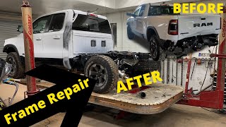 Rebuilding Repairing Frame Damage  Wrecked 2019 Dodge Rebel from Copart