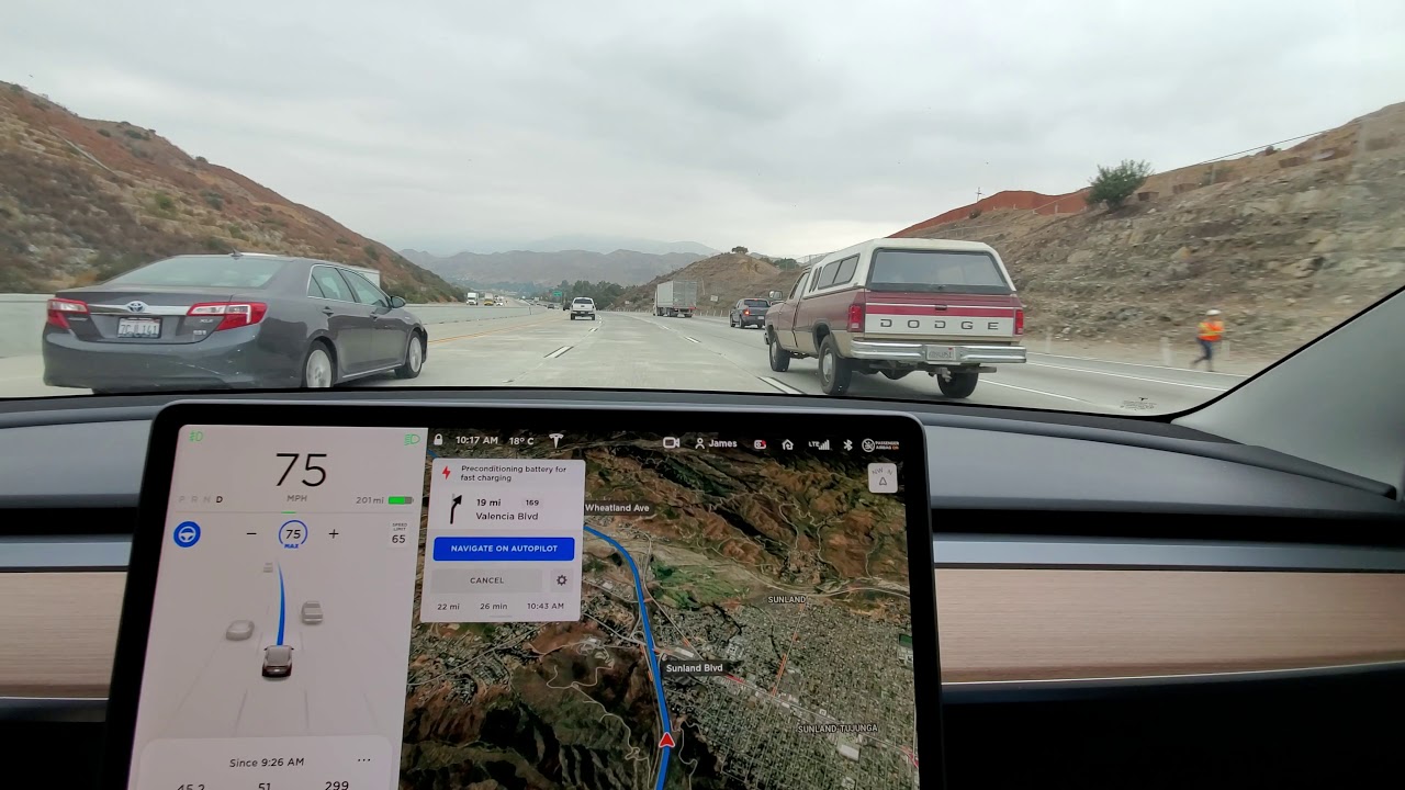 Tesla early beta FSD 2020.40.8.10 Pasadena to Santa Clarita 23 Oct 2020 - Model 3 - Video 2 of 2