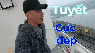 Vlog#54 Review sóng to , tuyết rơi trong quá trình vượt TBD . Snowy scene over the Pacific Ocean .