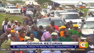 Raila Odinga arrives at JKIA