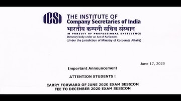 ICSI ANNOUNCES CARRY FORWARD OPTION? IMPORTANT ANNOUNCEMENT BY ICSI