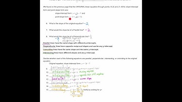 Parallel and Perpendicular Lines NOTES Ans Key video
