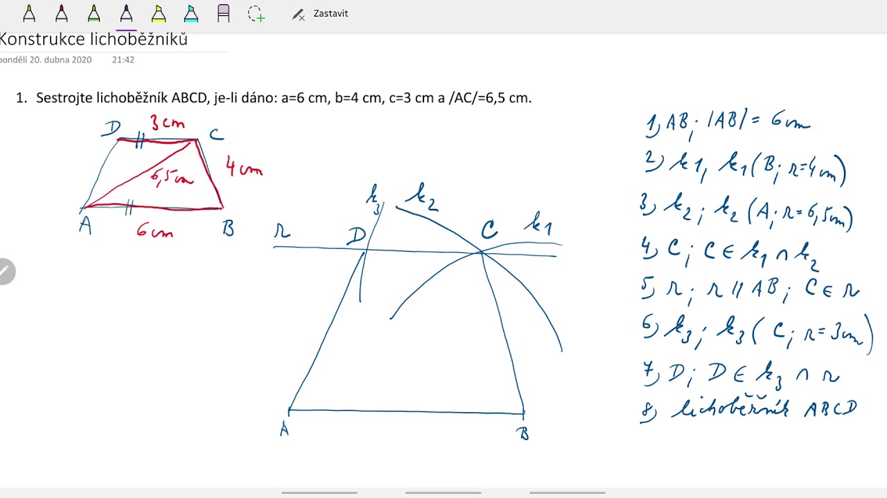 7.ročník: Konstrukce lichoběžníků 1