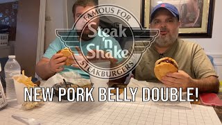 Steak n Shakes new Pork Belly Double Steakburger with Maple Bourbon Sauce
