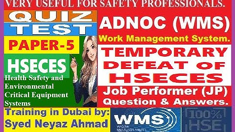 ADNOC HSECES QUESTIONS  & ANSWERS  PAPER-5 (Temporary defeat.)#adnoc #wms #defeat