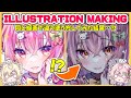 【イラストメイキング】同じ線画で違う塗り方をしたら、どのくらい雰囲気変わるの?!【オリジナル】【ゆっくり実況】