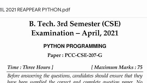 MDU| BTech | 3rd sem Python | April 2021 #mdu #python