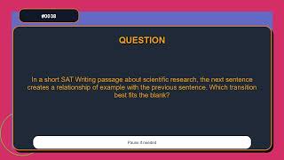 SAT Writing &amp; Grammar Mock Test Questions Set 0038 | Transitions Practice
