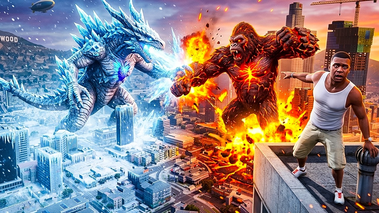 FRANKLIN শুরু করালো ICE TITAN এবং LAVA KING KONG এর লড়াই ! GTA 5