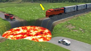 Trains vs Giant Crater 💥 BeamNG Drive