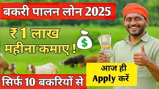 बकरी पालन लोन योजना 2025 | Goat Farming Loan Subsidy | कमाओ ₹1 लाख महीना सिर्फ 10 बकरियों से