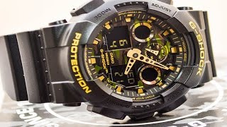 Casio GSHOCK Camo GA100CF-1A9 REVIEW | How To Set Time | LIGHT DISPLAY