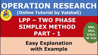 Two Phase Simplex Method In LPP - Algorithm concept Explanation In Operation Research - Part 1