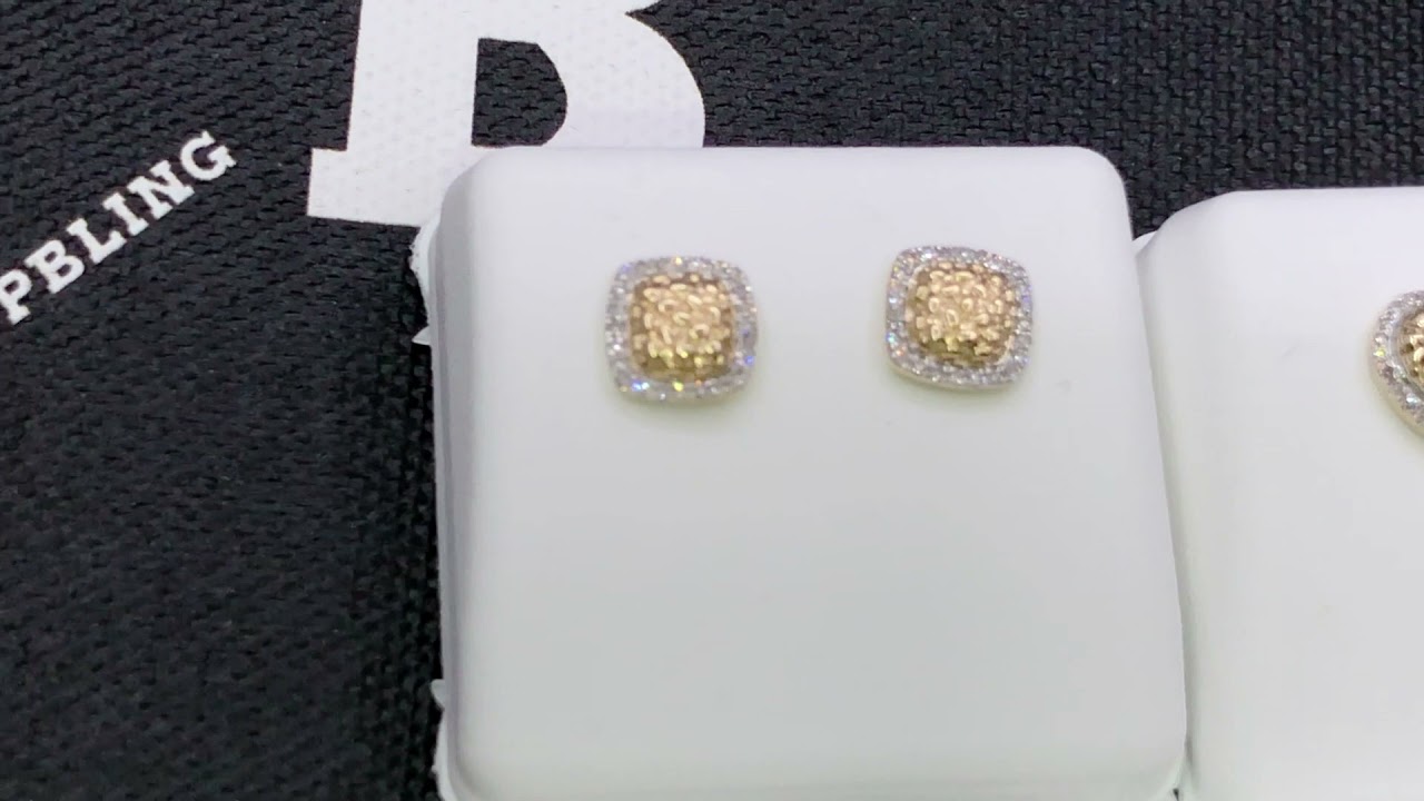 10K Yellow Gold Diamond Nugget Earrings | Hip Hop Bling Collection