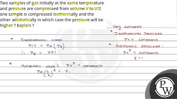 Two samples of gas initially at the same temperature and pressure are compressed from volume V t....