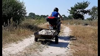 Прицеп для мотоцикла.bajaj 150. перевозка песка