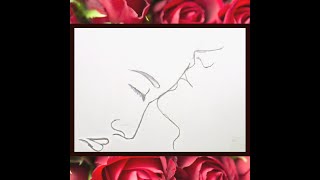 Simple Forehead Kiss Couple Drawing😘💖 | Valentine's Day Special Drawing | Easy Step by Step Drawing