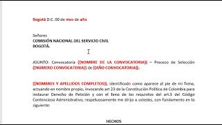 Para Análisis: Modelo de Derecho de Petición para solicitar Acceso a Pruebas en concurso de Méritos.