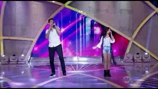 Emily e Breno no Programa Raul Gil cantando Realidade e Sonho