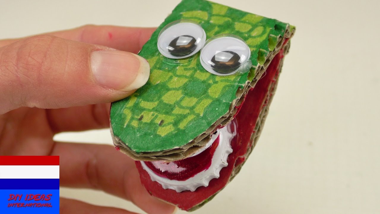 behandeling bespotten thuis zelf speelgoed maken – eenvoudige klapperkrokodil knutselen - YouTube
